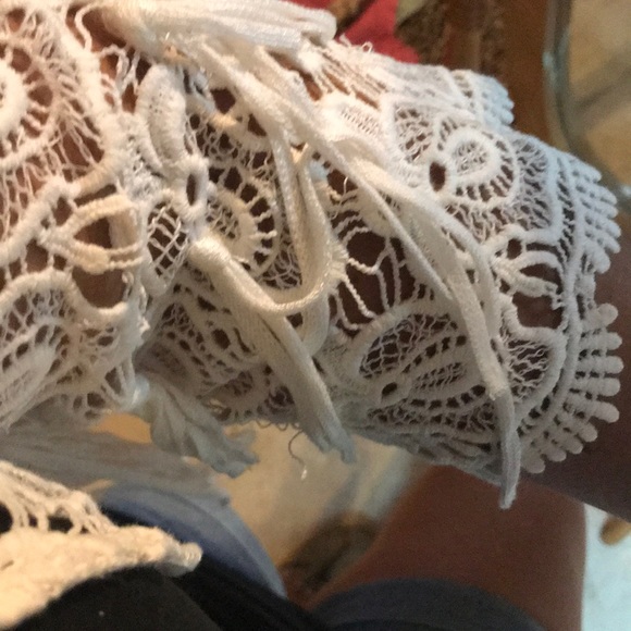 Gimmicks bke crochet floral fringe arms white Sz M - Picture 3 of 10